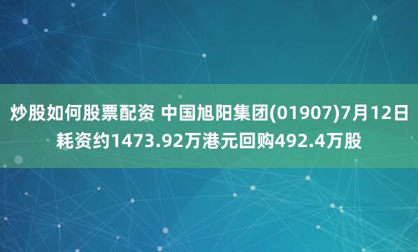 炒股如何股票配资 中国旭阳集团(01907)7月12日耗资约1473.92万港元回购492.4万股